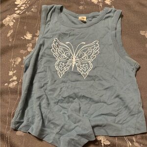 Urban Outfitters Blue Butterfly Open Back Tank Size Medium